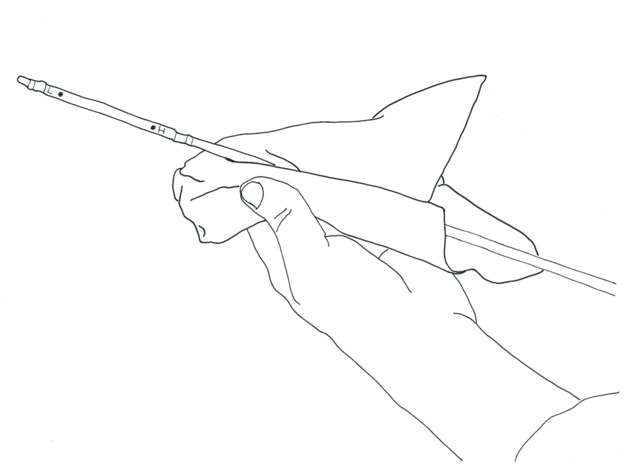 drawing of hand checking oil level